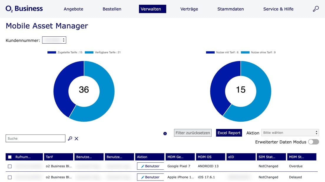 Screenshot des Mobile Asset Manager